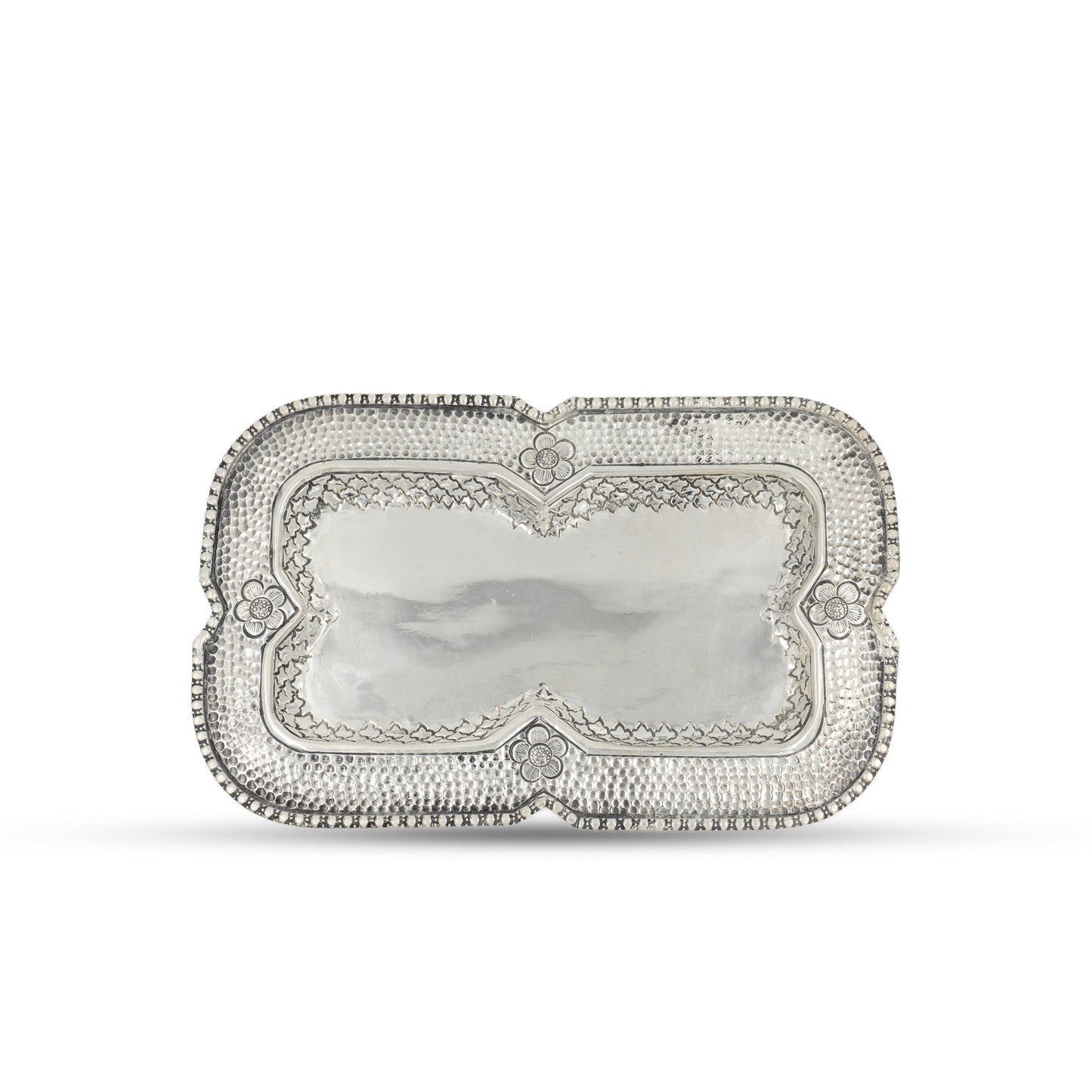 925 silver Engraved Floral Rectangle Serving Tray