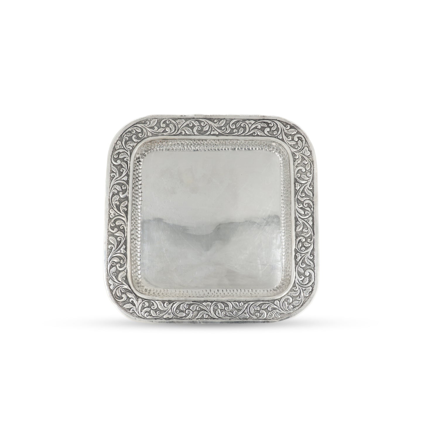 925 silver Square Floral Border Serving Tray