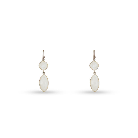 White Moonstone 925 silver Minimal Drop Earrings