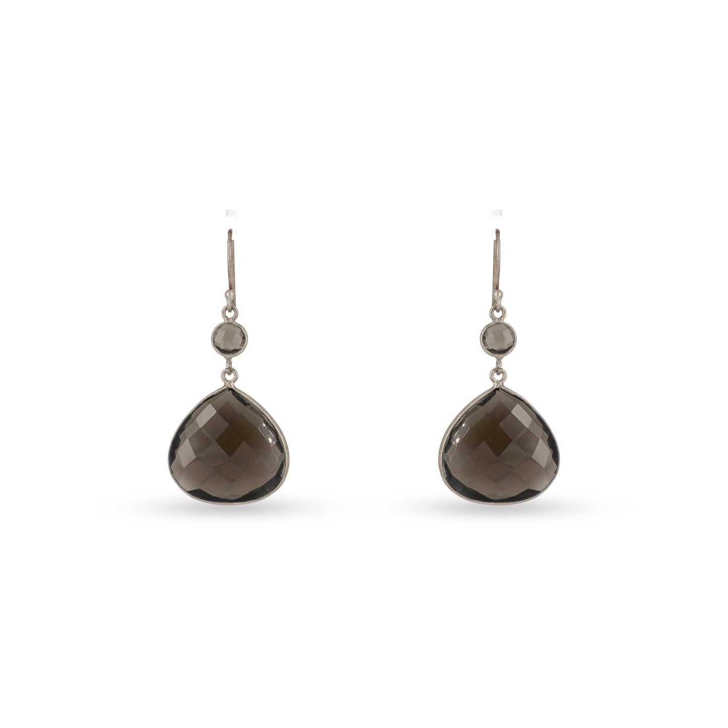 Smoky Quartz 925 silver Teardrop Dangling Earrings