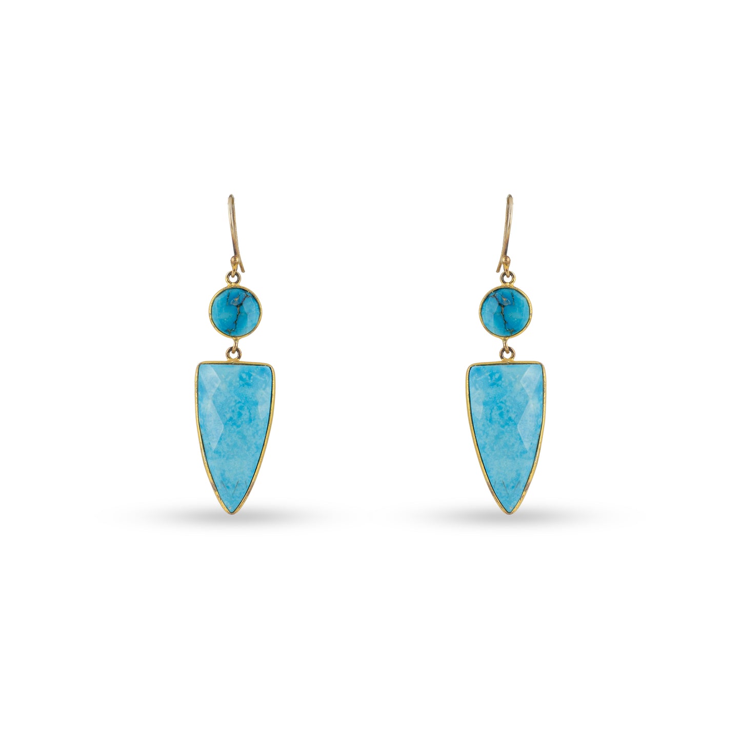 Turquoise Shield 925 silver Gold-Plated Drop Earrings