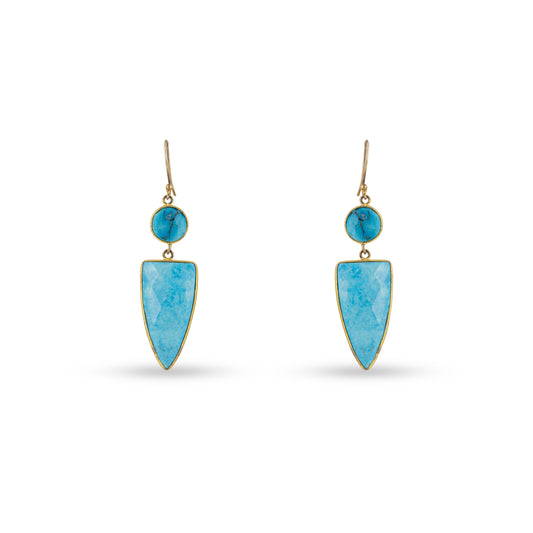 Turquoise Shield 925 silver Gold-Plated Drop Earrings