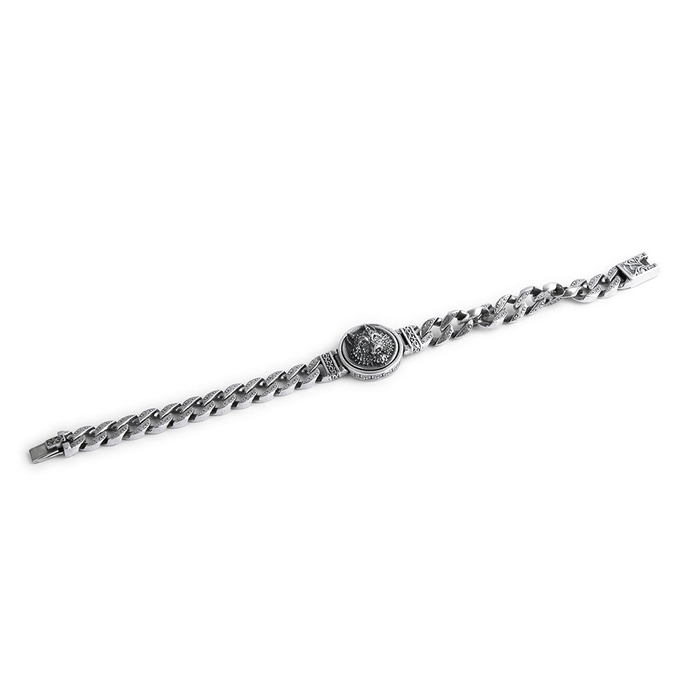 Zaltas S925 Sterling Silver Wolf Head Bracelet
