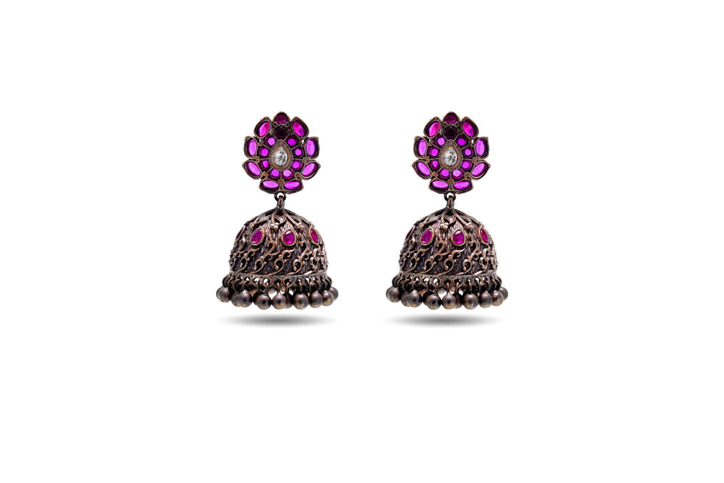 92.5 SILVER EARRING WITH RUBY STONE image 0