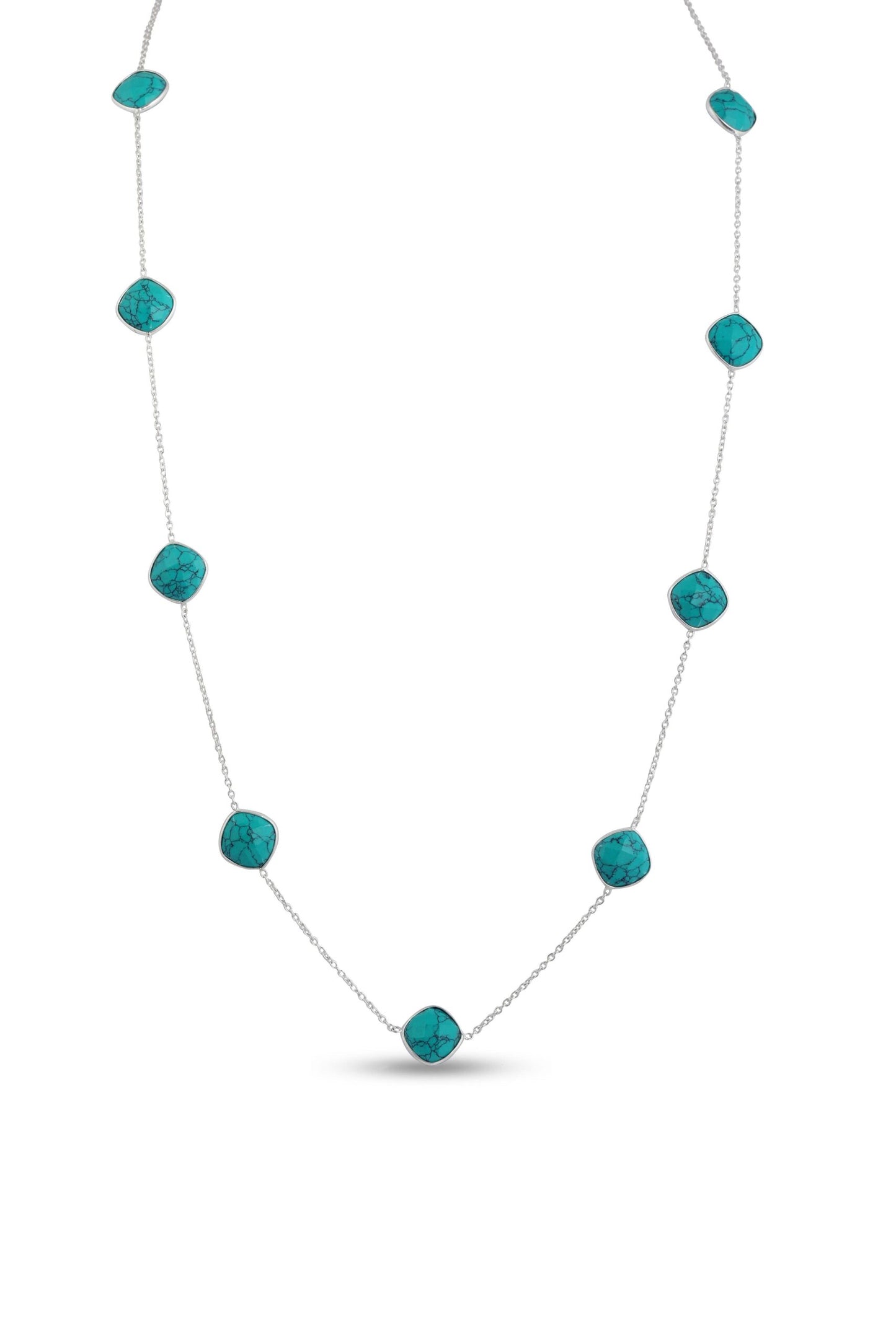 Turquoise Long Silver Necklace image 0