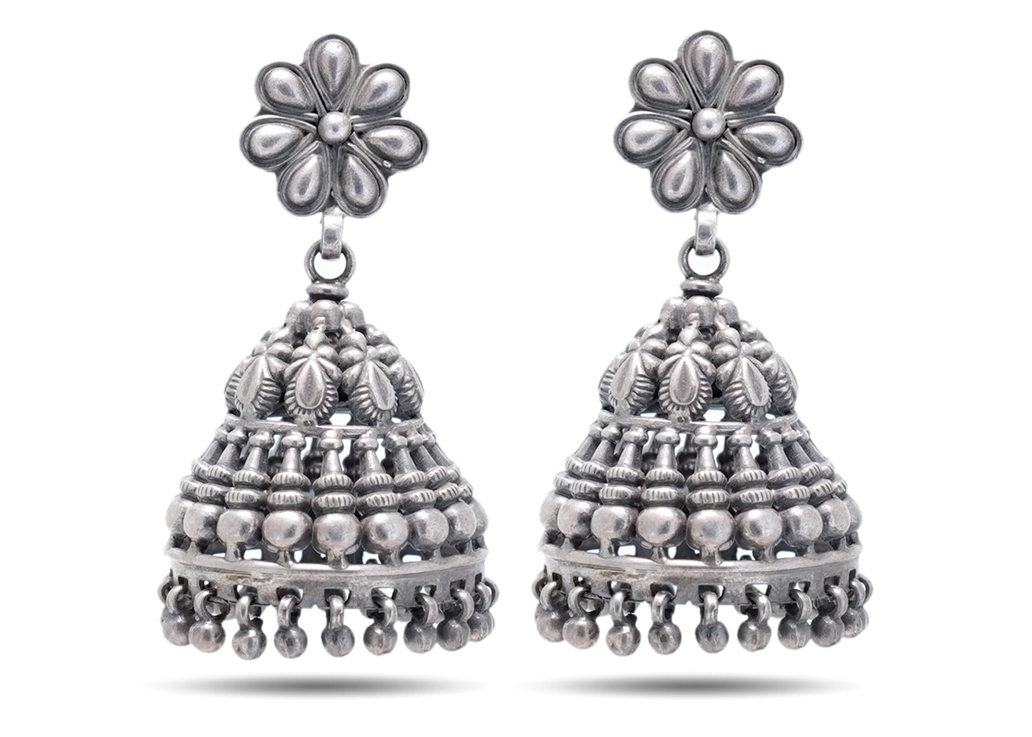 925 Silver Oxidized Look Jhumki Earring image 0