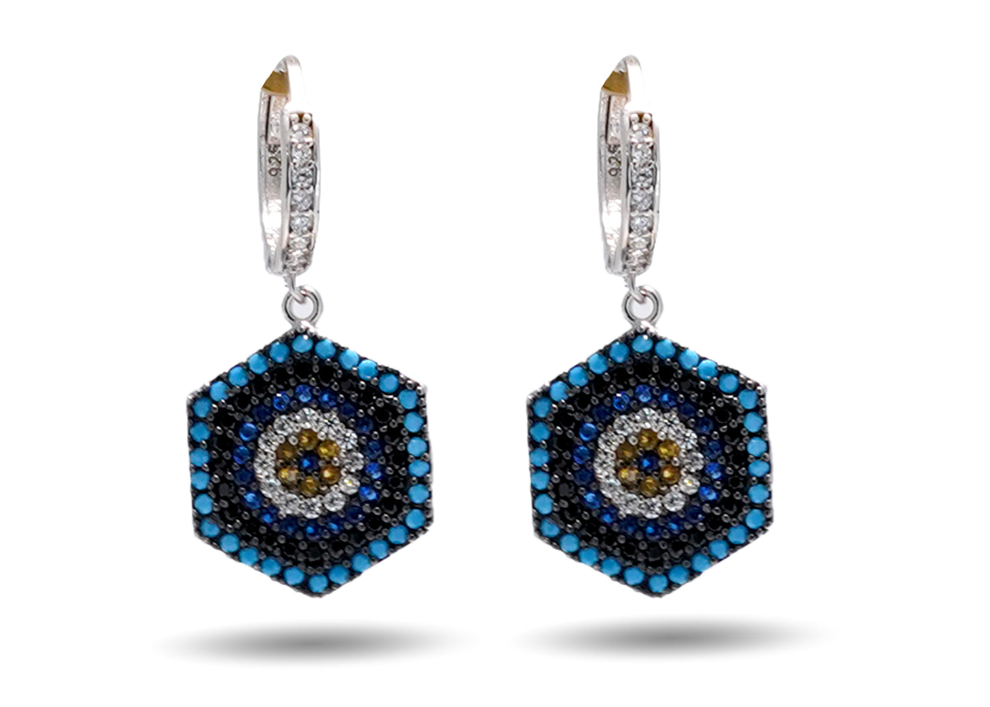 925 Silver Evil Eye Turquoise Earring image 0
