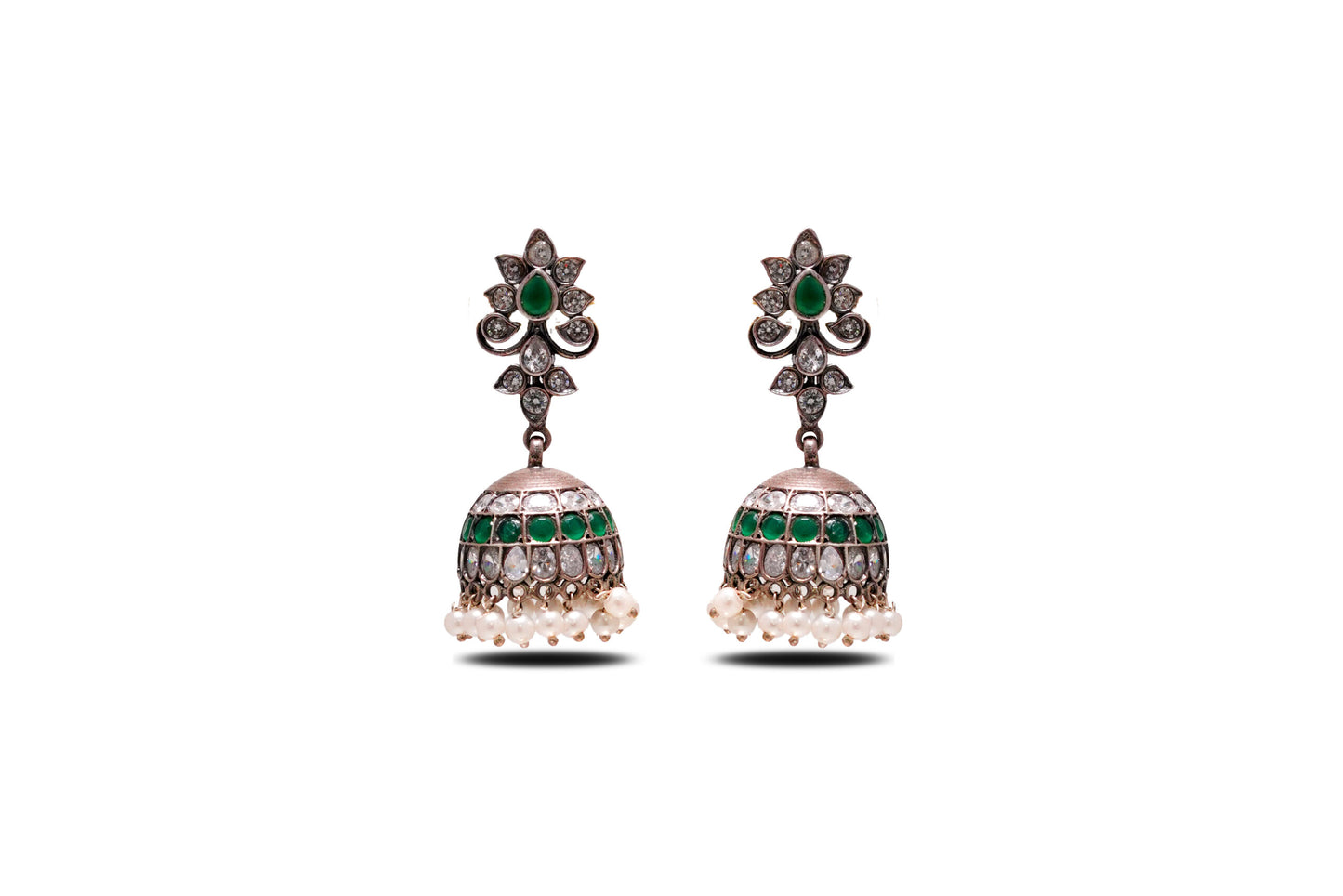 925 Silver Antique Mughal Jhumkis image 0