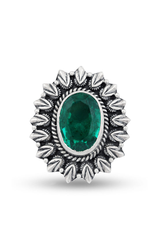 Round Shape Emerald Ring