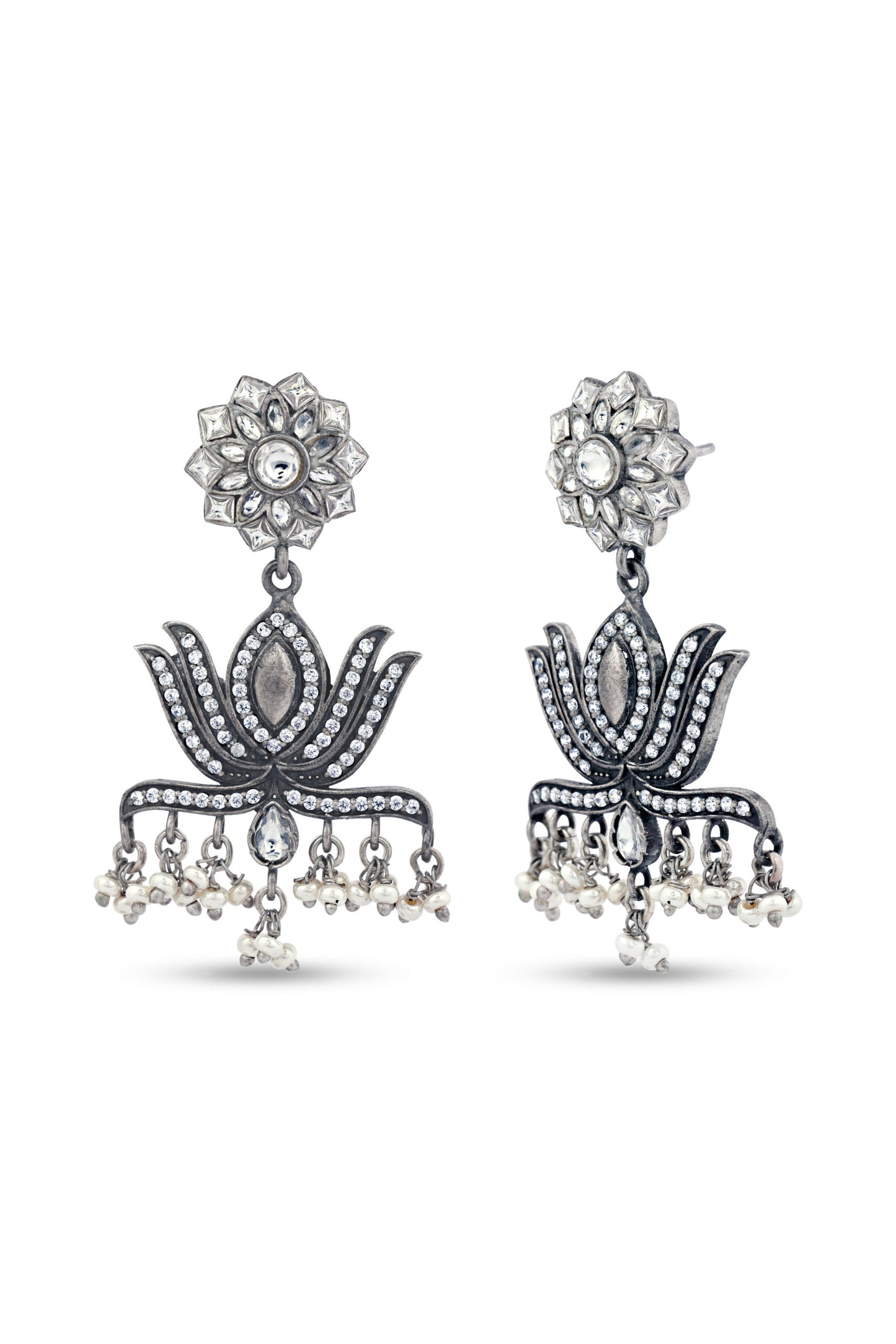 Stunning Floral Design Chandbali Earrings image 2
