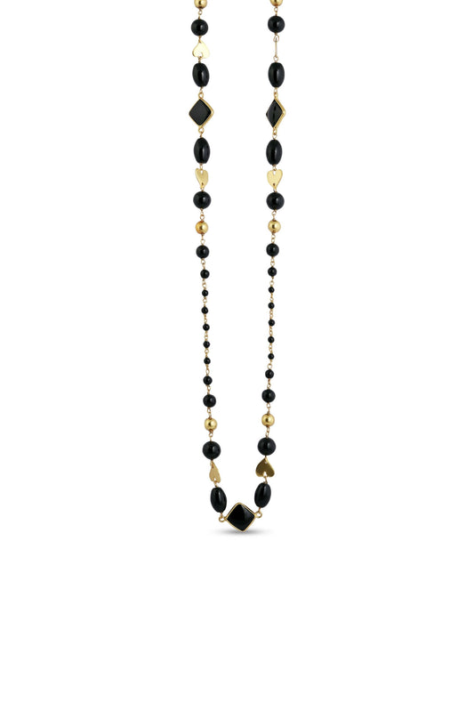 Black Stone Silver Chain image 1