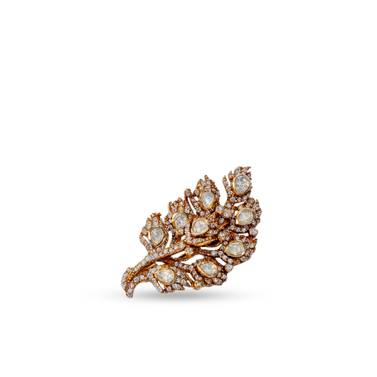 Maharaja Gold-Toned Kundan Floral Brooch for Men