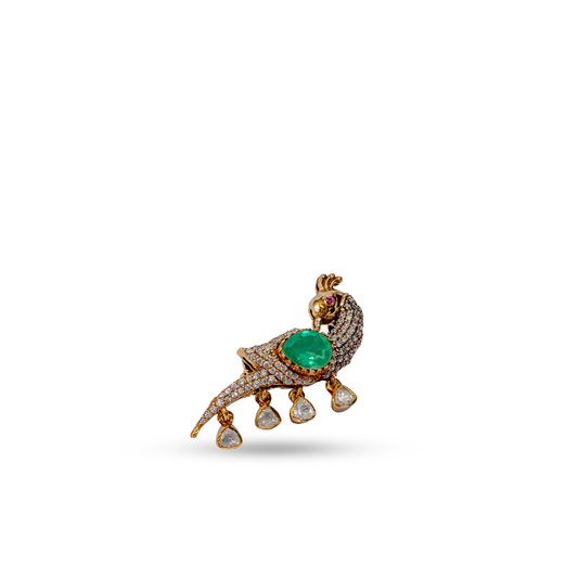 Majestic Peacock Emerald Brooch