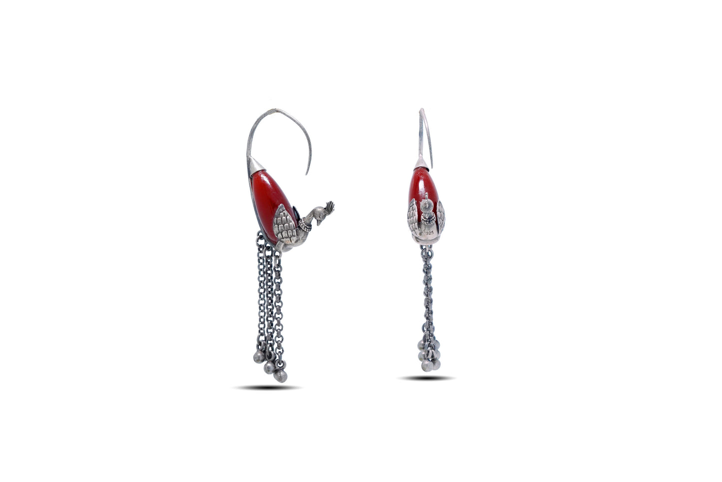 925 Silver Classic Peacock Danglers Earring image 2