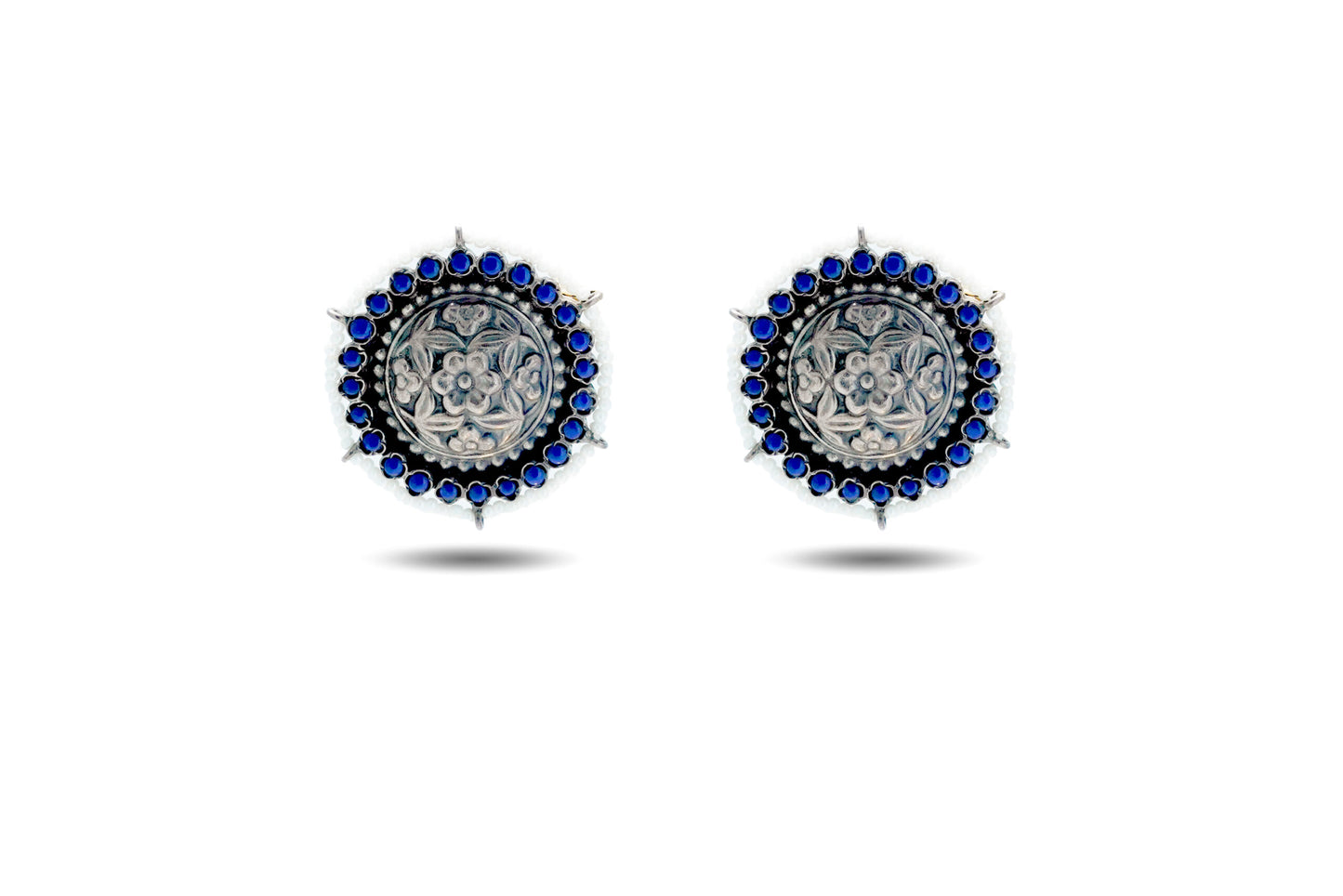 92.5 Silver Studs with Blue Stones image 0