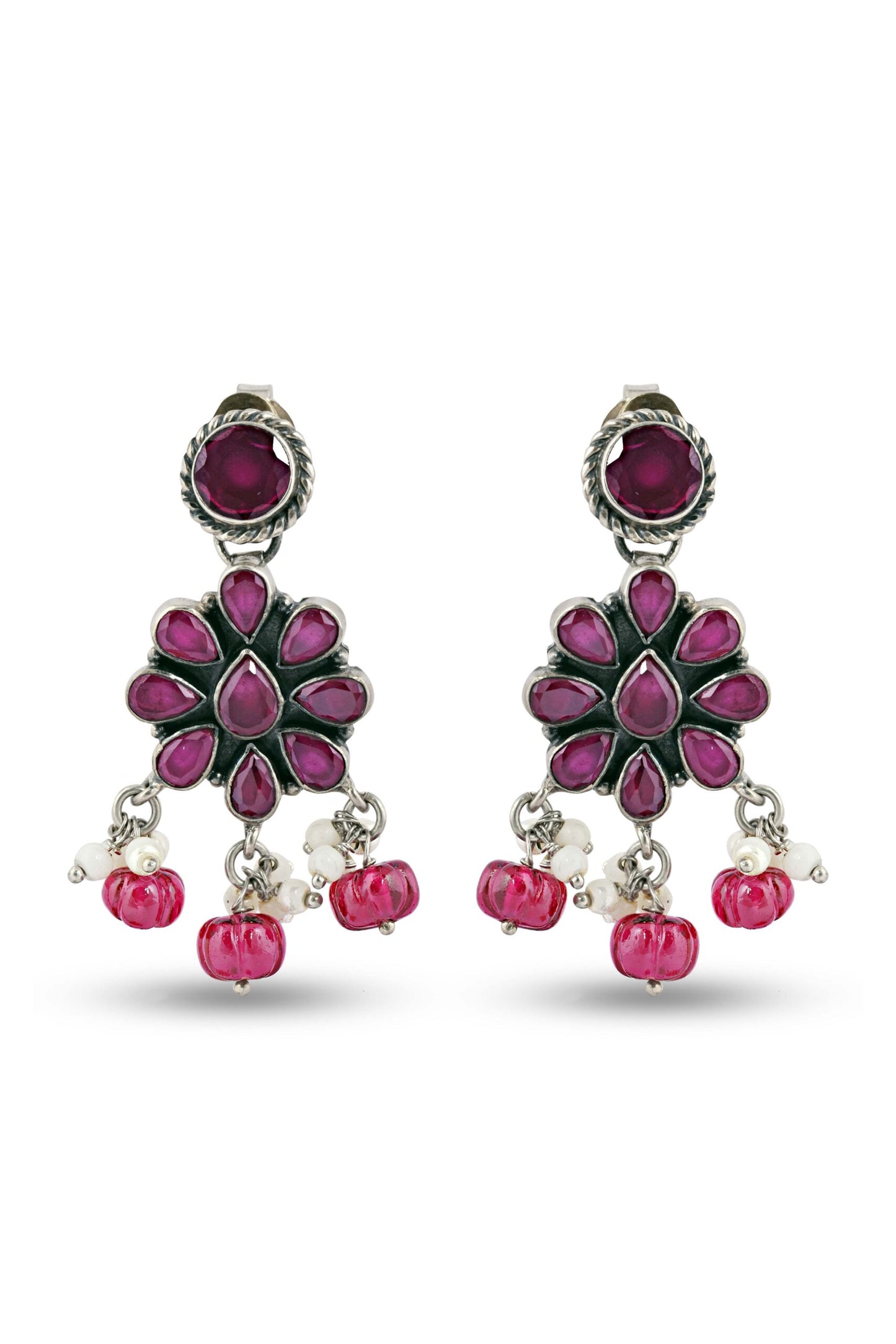 Pink Necklace Set with Pearl Drop image 2