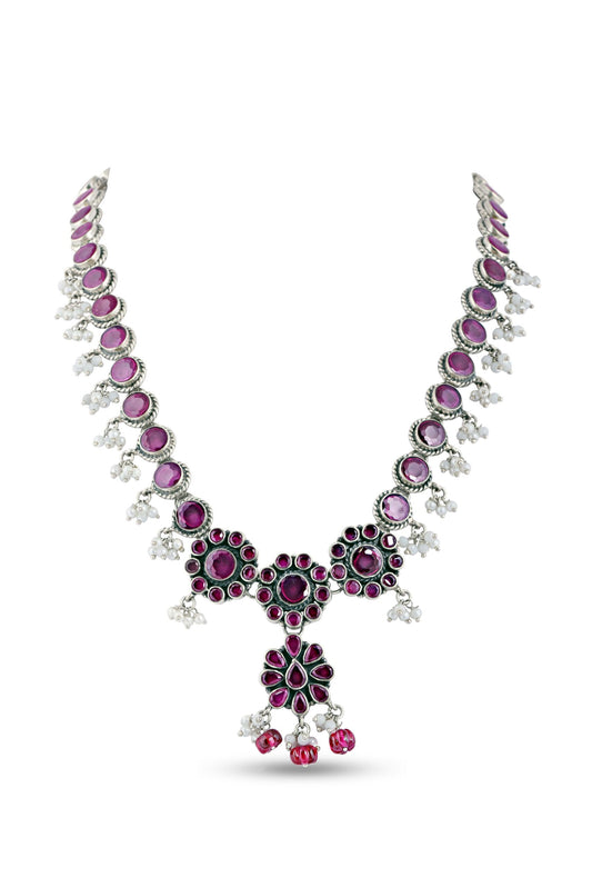 Pink Necklace Set with Pearl Drop image 1