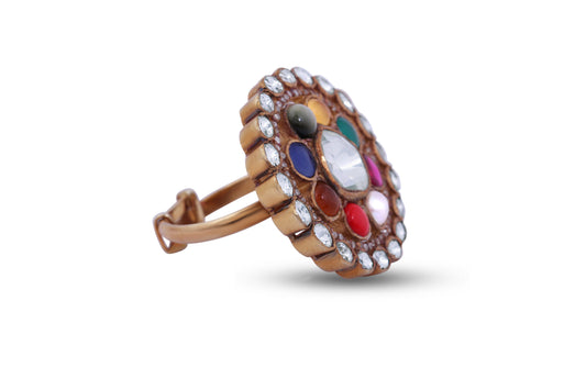 Silver Paro Navratna Ring image 1