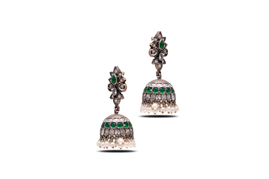 925 Silver Antique Mughal Jhumkis image 2