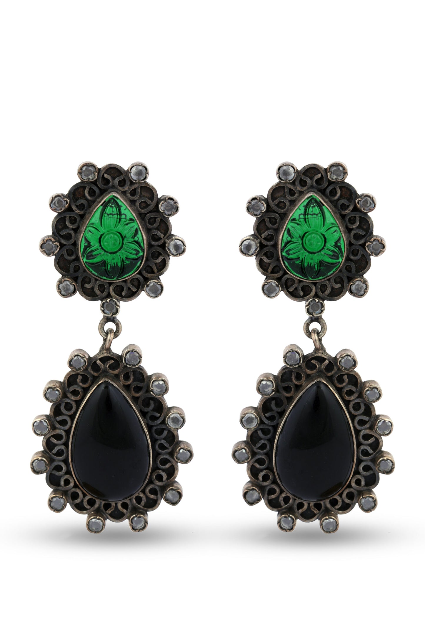 Black Onex Silver Earring image 0