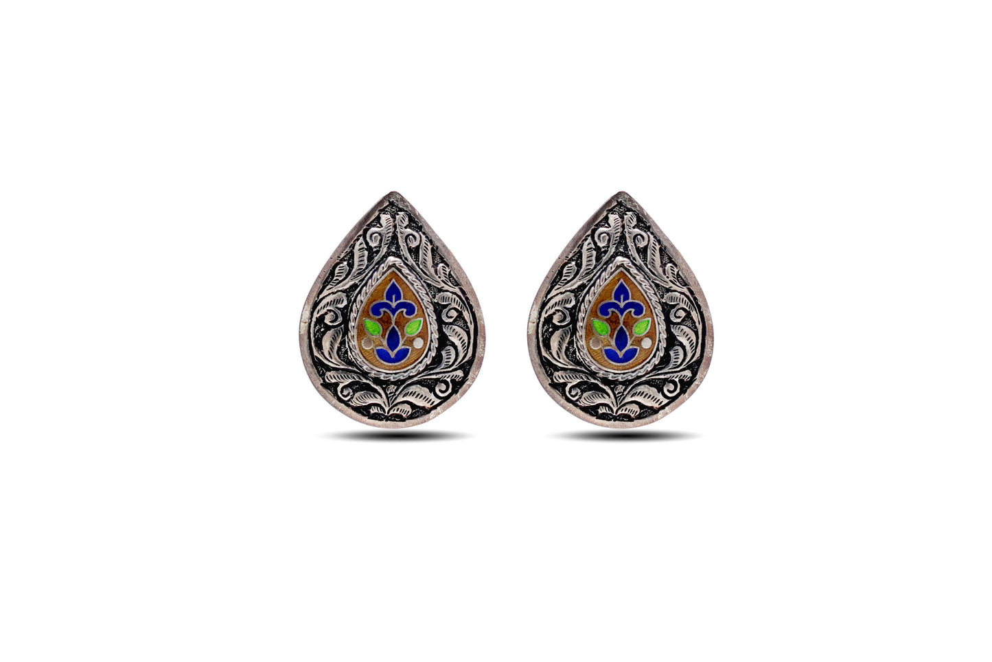 92.5 Silver Stud Earring Oxidize Look image 0