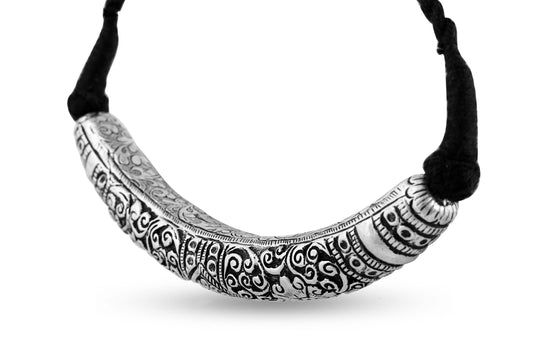 925 Solid Sterling Silver Dori Choker Necklace, Chitai Handicraft Design image 1