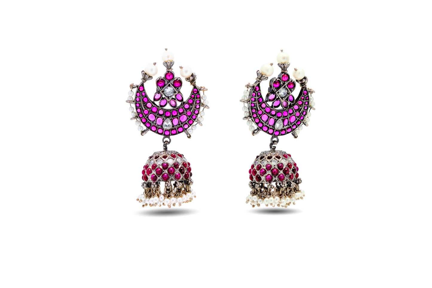 ROYAL RUBY CRESCENT JHUMKA EARRINGS image 0