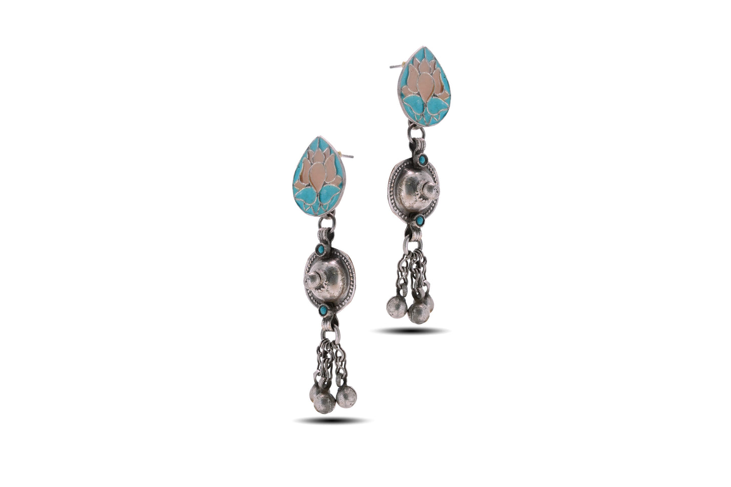 925 Silver Yellow and Green kamal Earring image 2