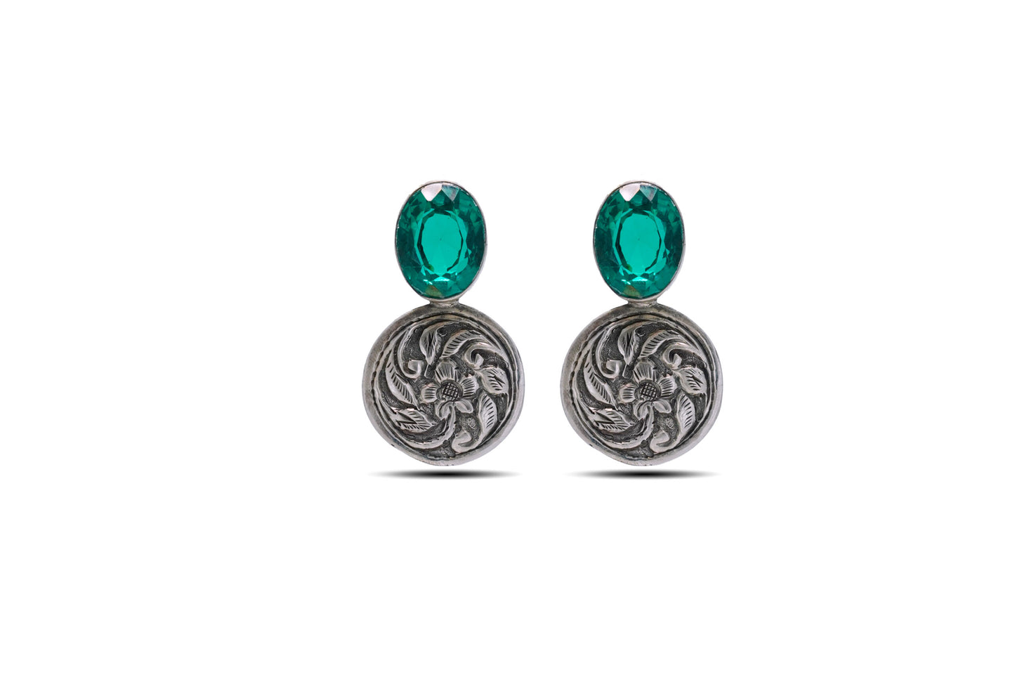 925 Silver Emerald Stud Earring image 0