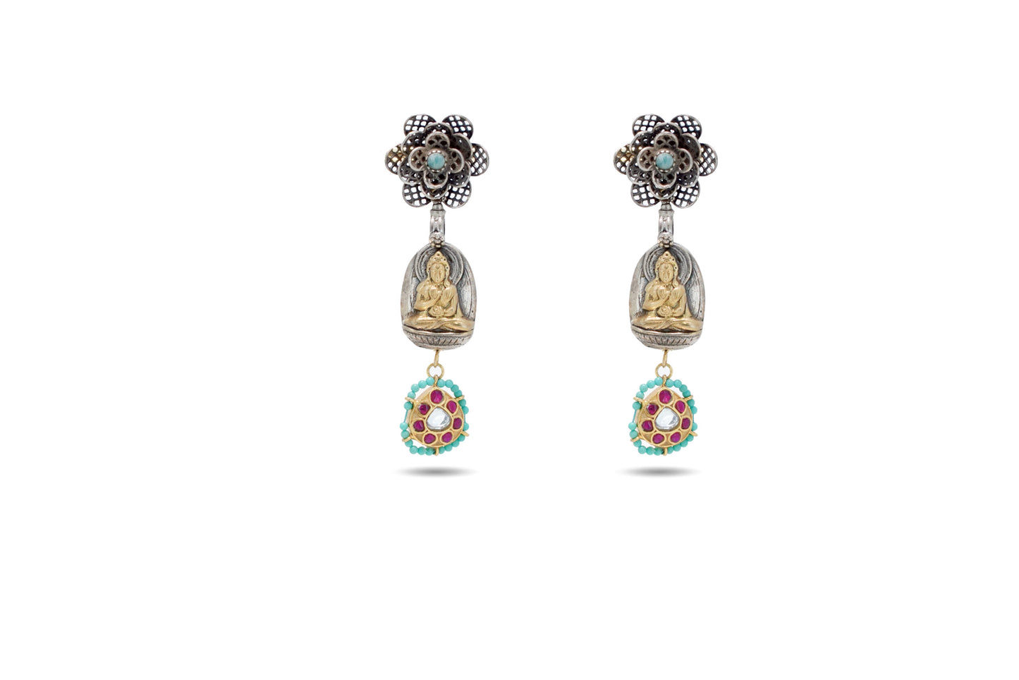 925 Silver Budha Earring image 1