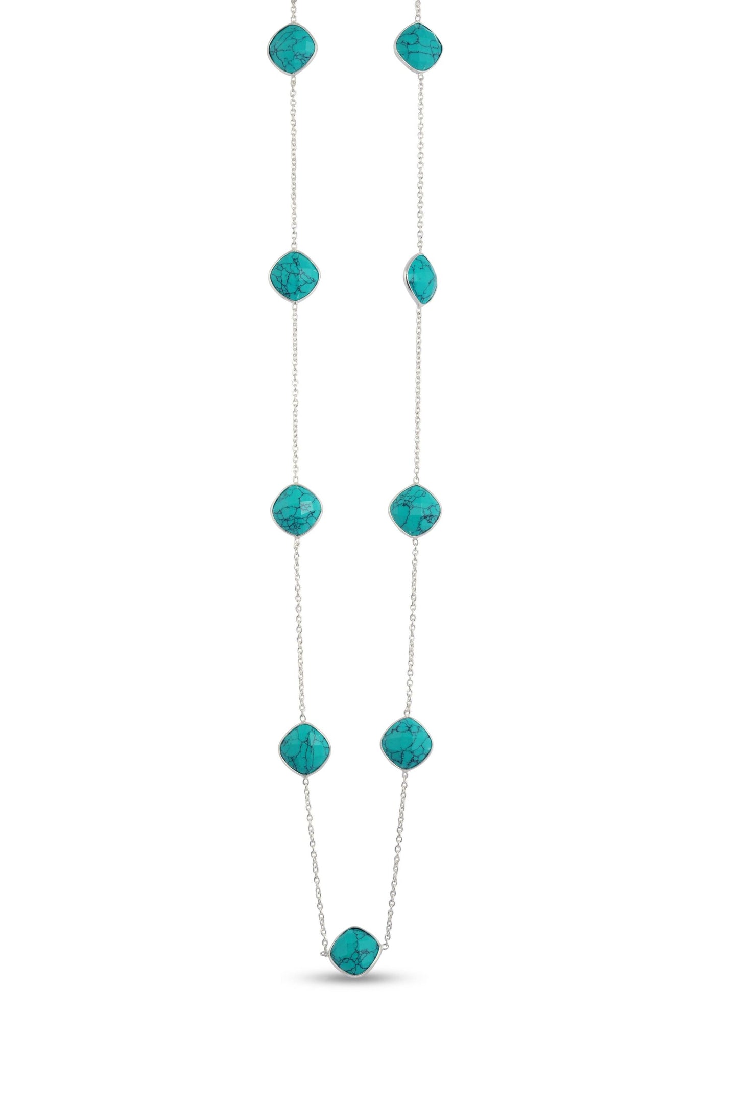 Turquoise Long Silver Necklace image 1