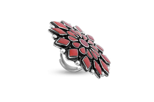 Sterling Silver Natural Red Coral Ring image 1