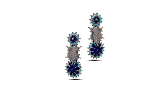 925 Silver Ocean Wave Enamel Earrings image 1