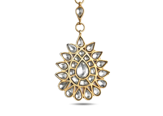 925 Silver Gold Plated Maang Tikka image 1