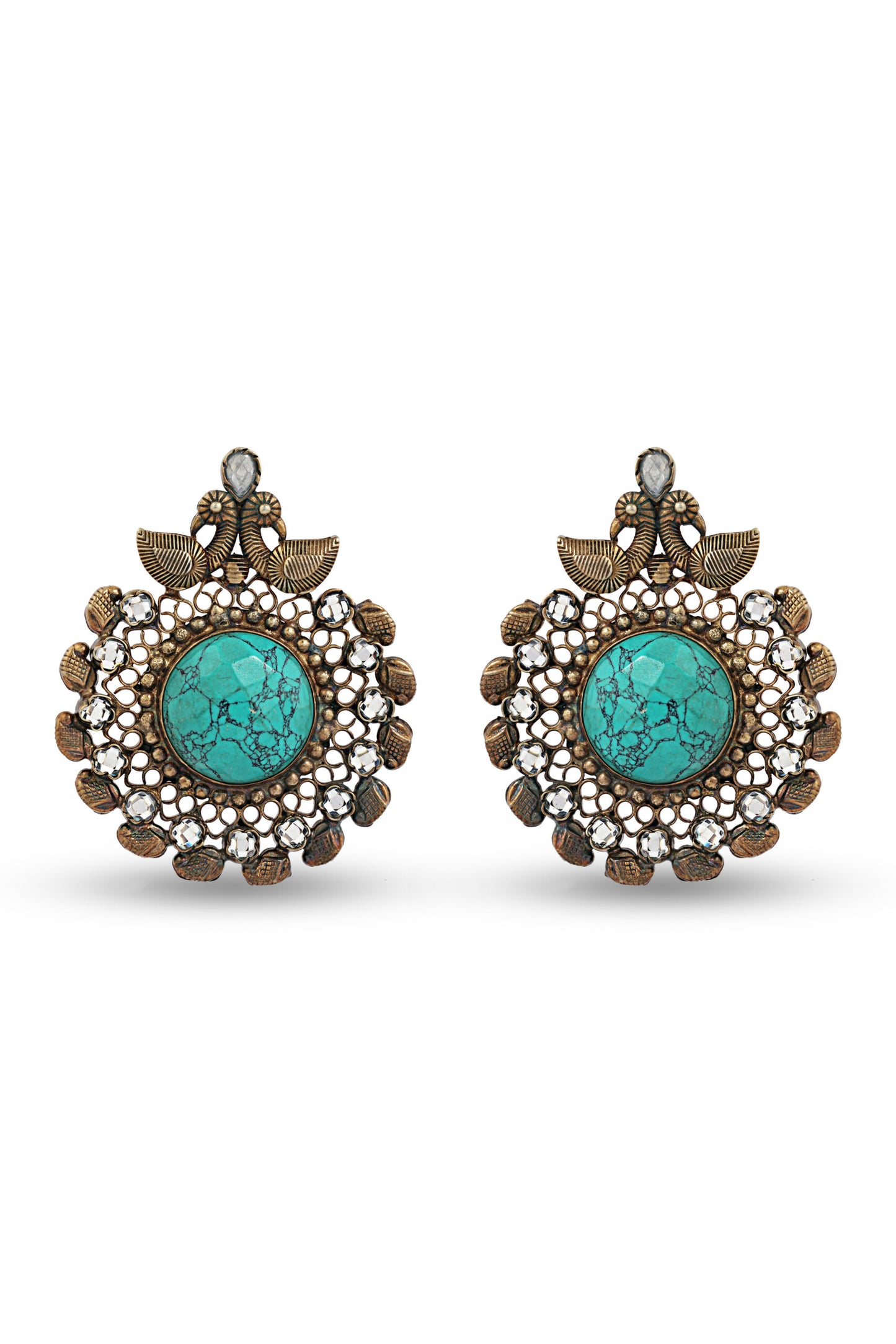 Torquoise Stone Peacock Design Earring image 0