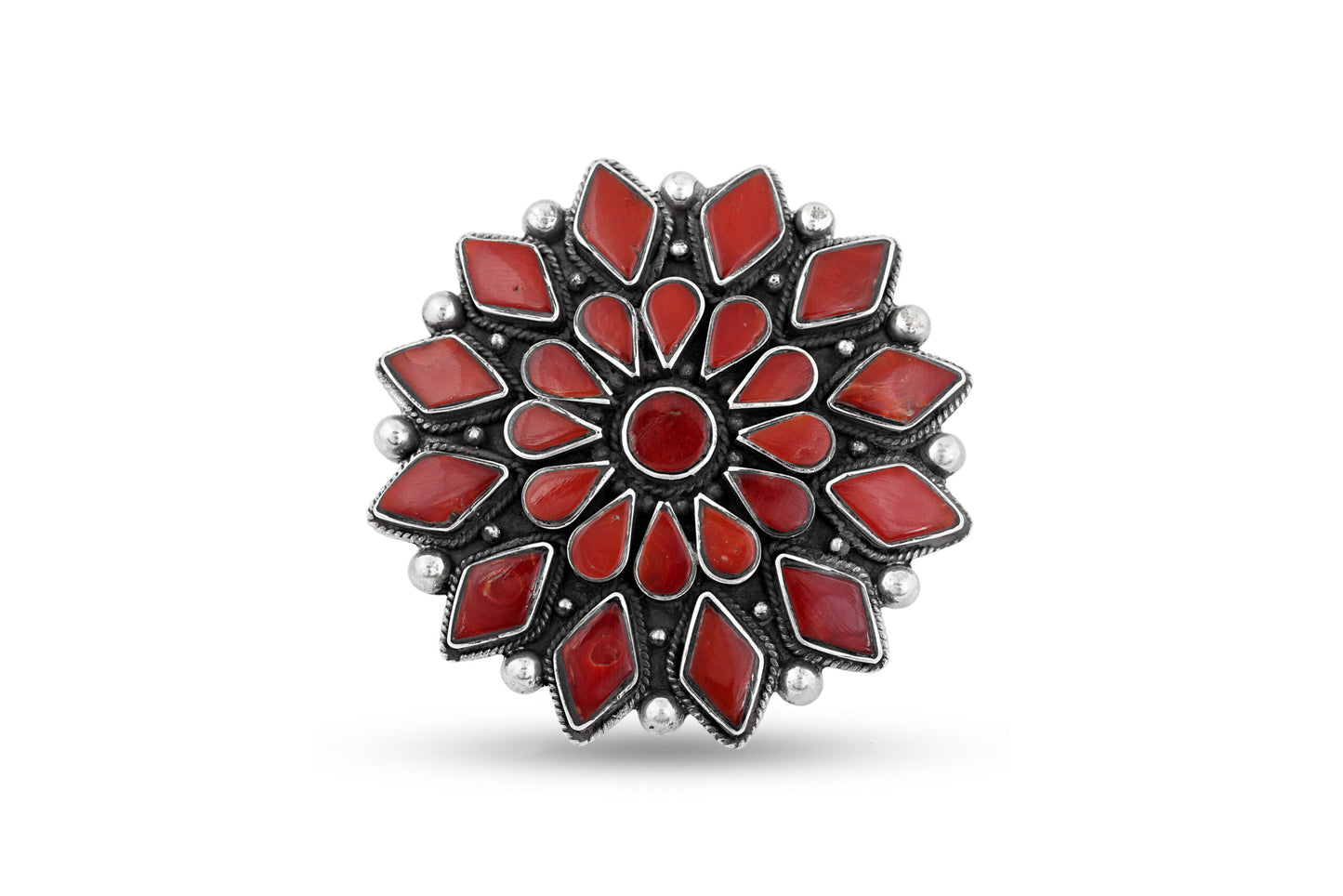 Sterling Silver Natural Red Coral Ring image 0