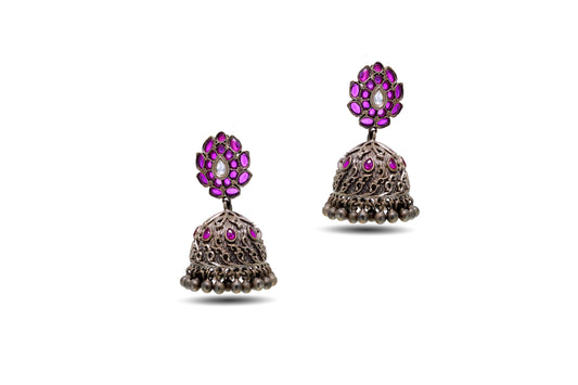 92.5 SILVER EARRING WITH RUBY STONE image 2