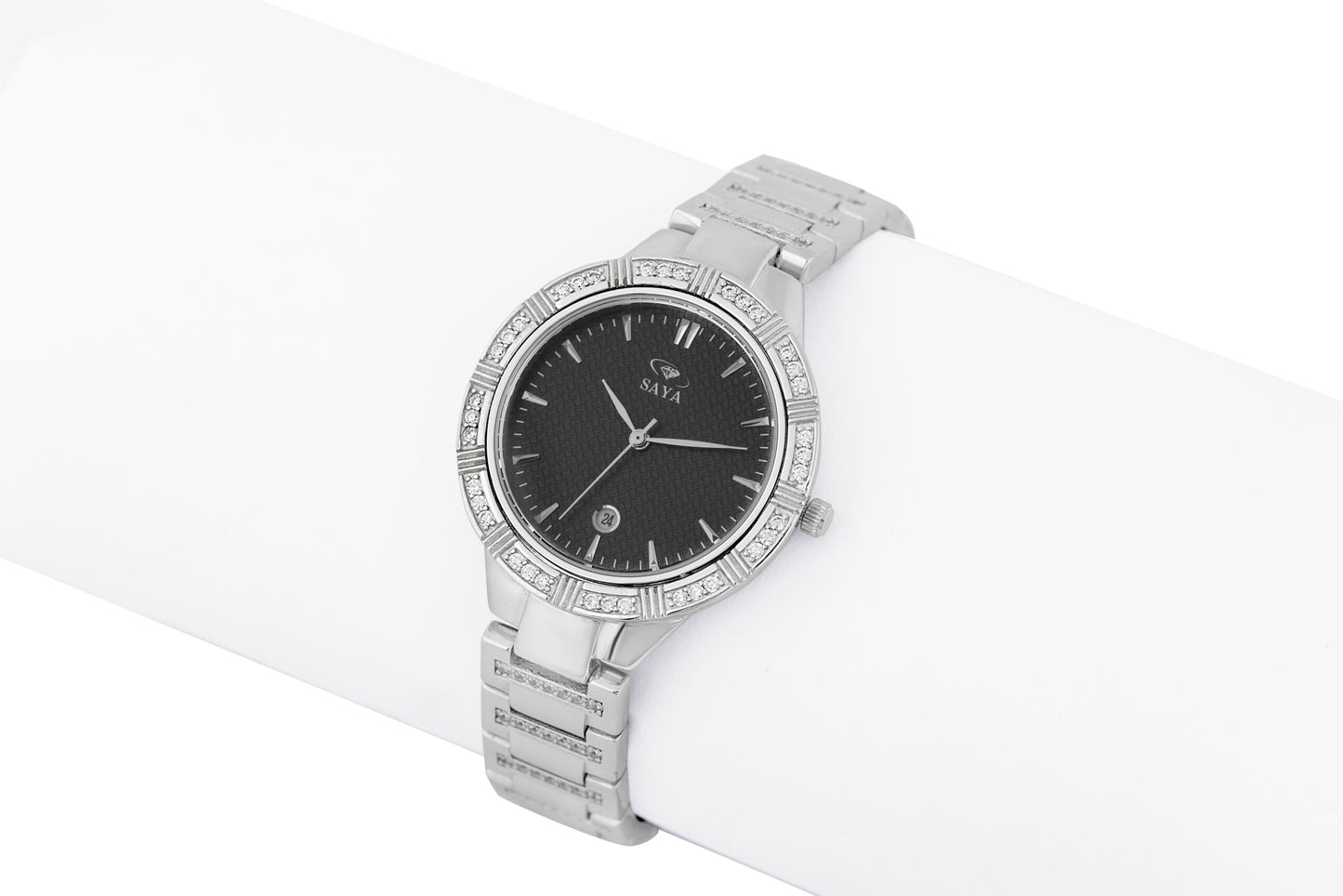 Rhinestone Decor Silver Wristwatch image 0