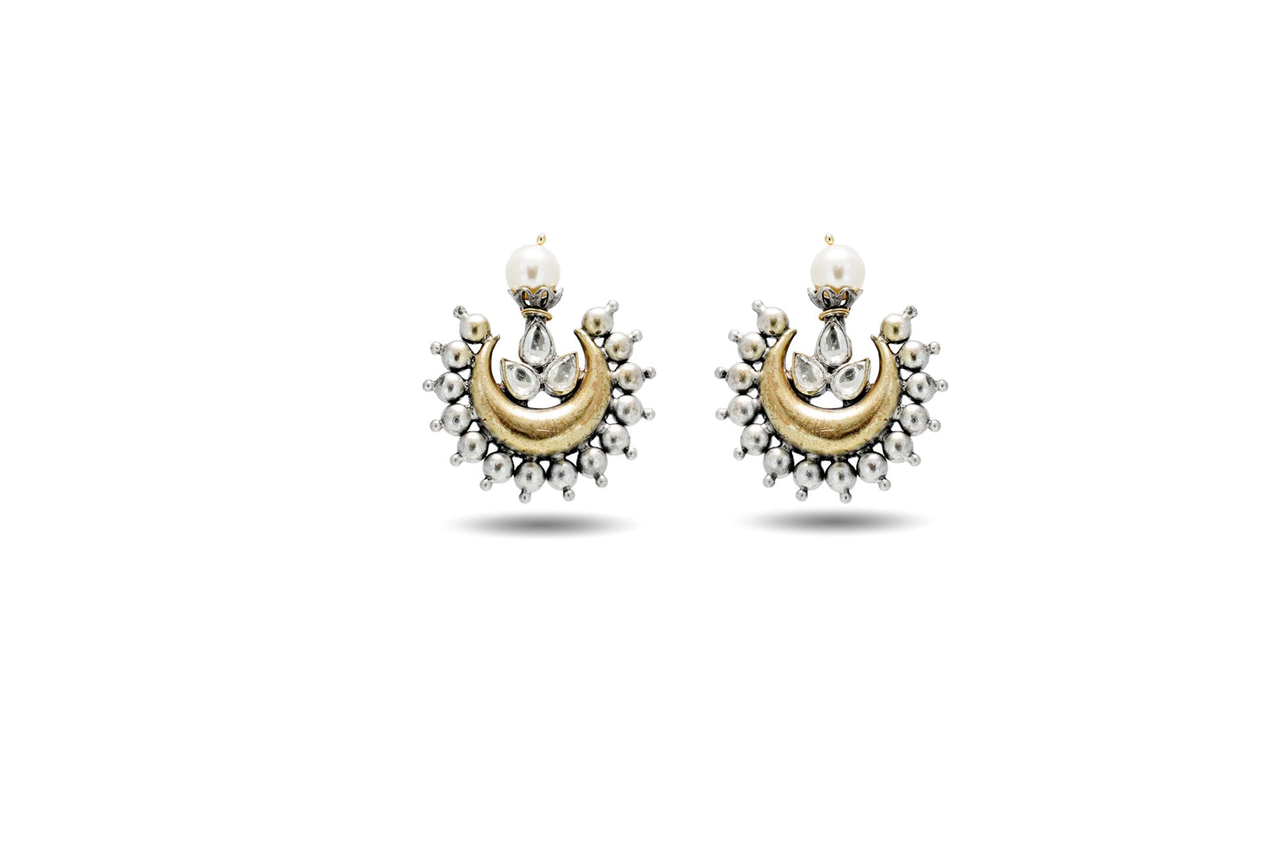 925 Silver Golden Fusion Stud Earring image 0