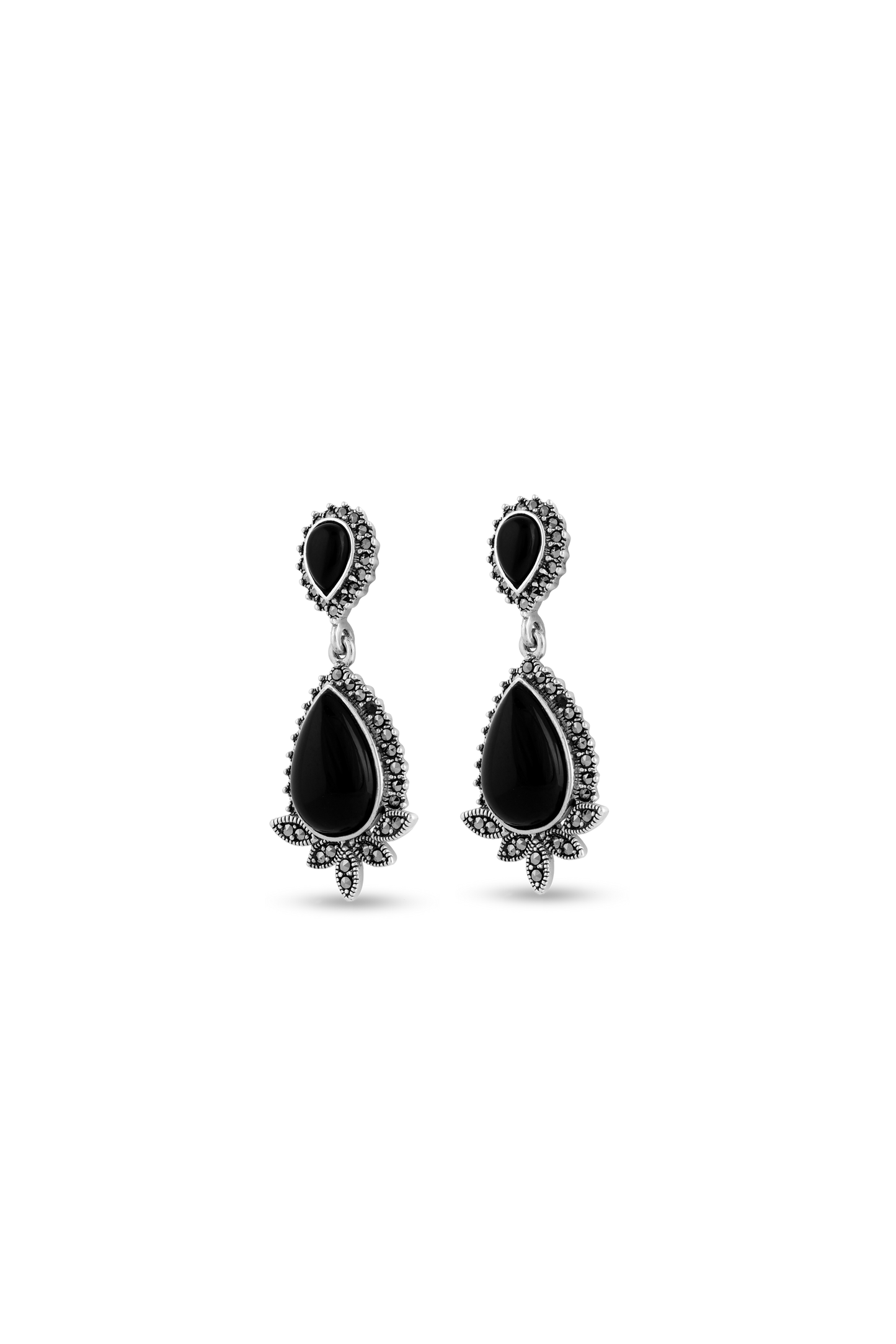 925 Sterling Silver Necklace Set With Semiprecious Black Onyx Stone Based image 2