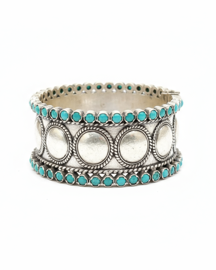Vintage 925 Silver Turquoise Bangle Bracelet