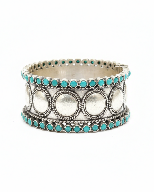 Vintage 925 Silver Turquoise Bangle Bracelet