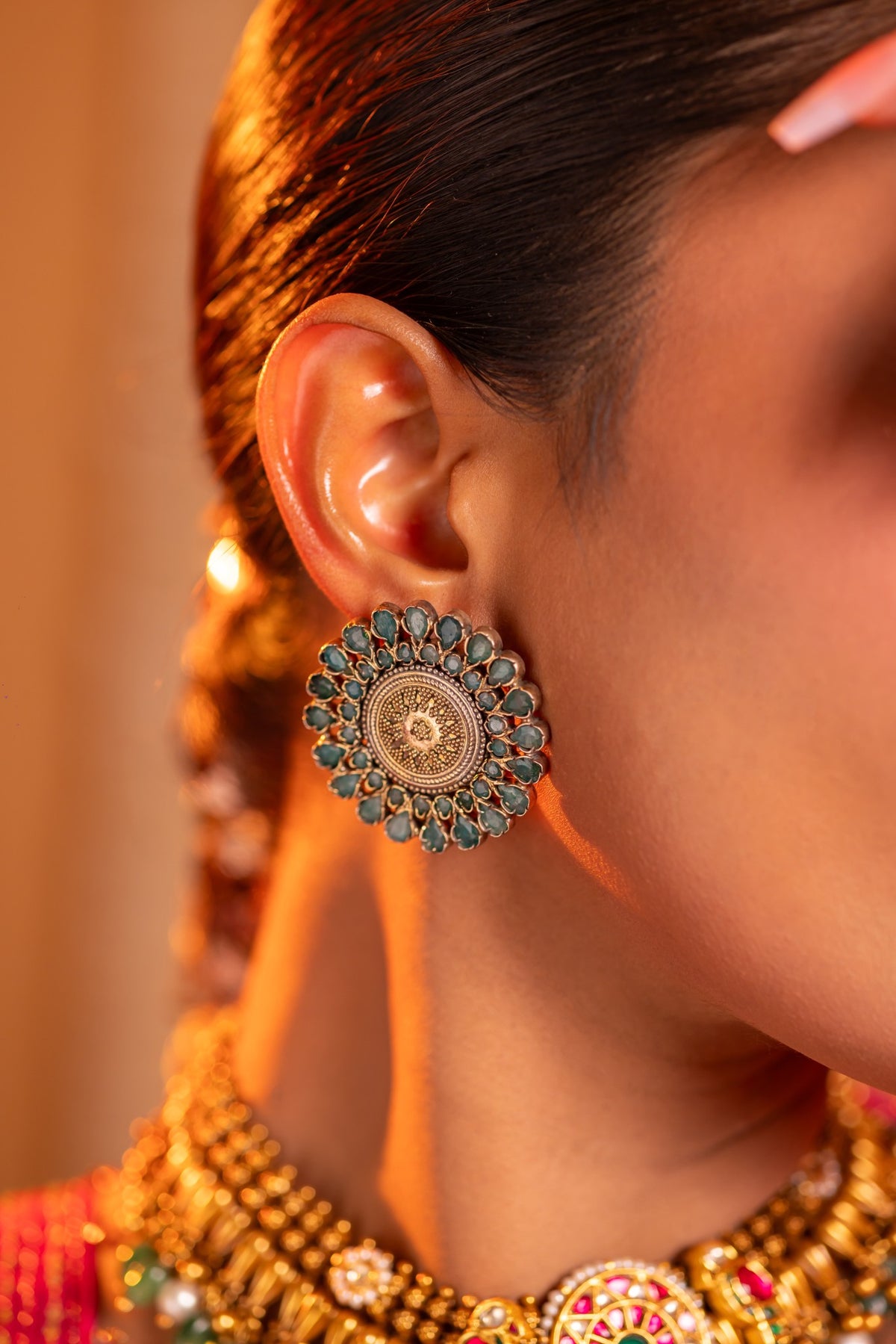 925 Silver Green Stone Studs