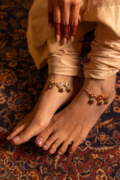 925 Silver Enamelled Anklets