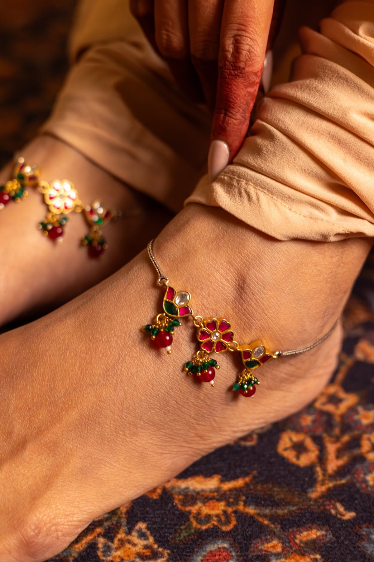 925 Silver Enamelled Anklets