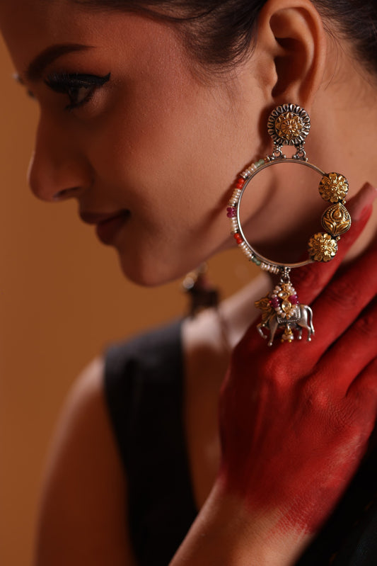 92.5 Silver Nandi Hoop Earrings