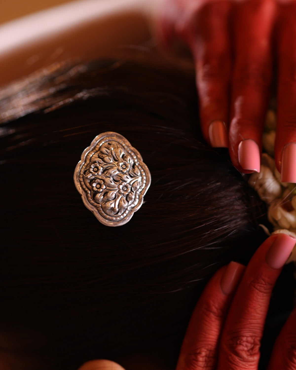 92.5 Silver Floral Hair Pin