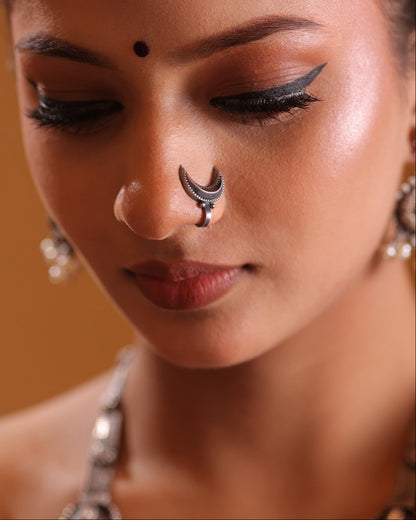 925 Silver Crescent Nose Pin