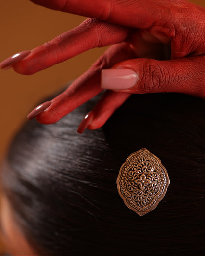 92.5 Silver Filigree Floral Hair pin