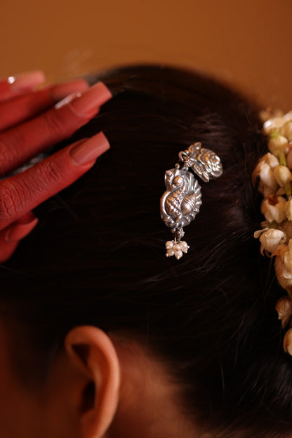 92.5 Silver Peacock Hair Pin